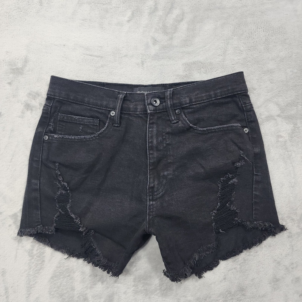KENDALL + KYLIE Shorts Womens‎ 5/27 Black The Icon Cutoff Denim Frayed Casual